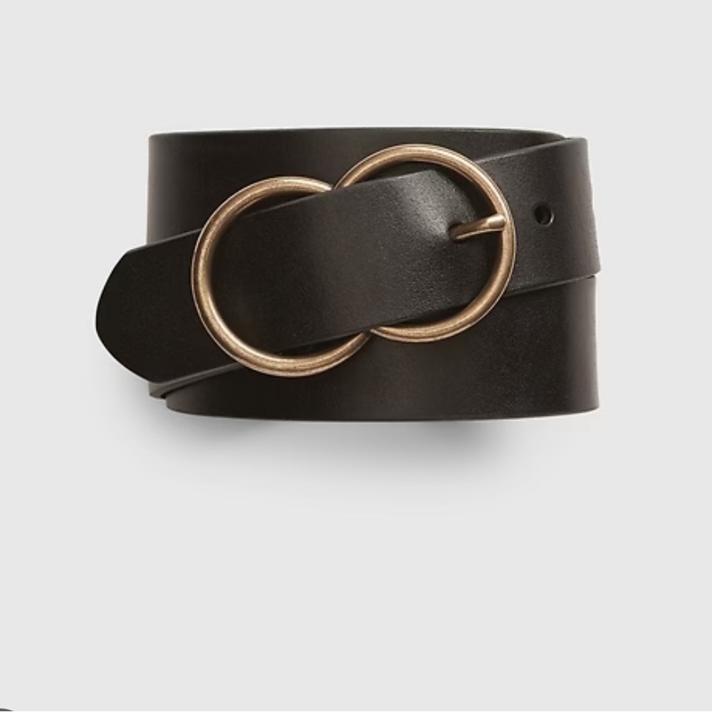 GAP leather infinity circle belt - black M